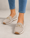 Ava | Women's Knit Mesh Loafers – Gold Bar Trim, Cushioned Sole