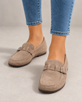 Elle | Women's Buckle Loafers – Contoured Footbed, Lug Sole